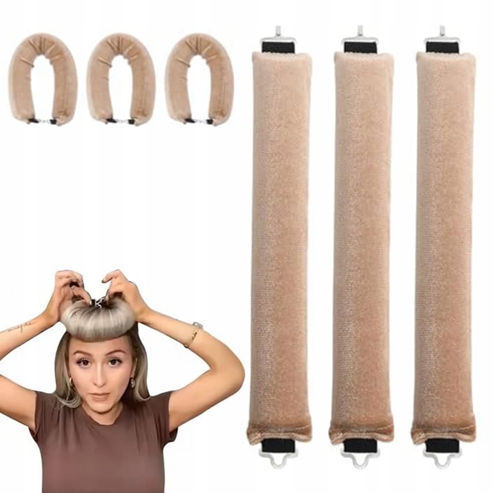 Válečky Na Vlasy Papiloty 3 Kusy Khaki Pro Natáčení Vlasů Blowout Měkké