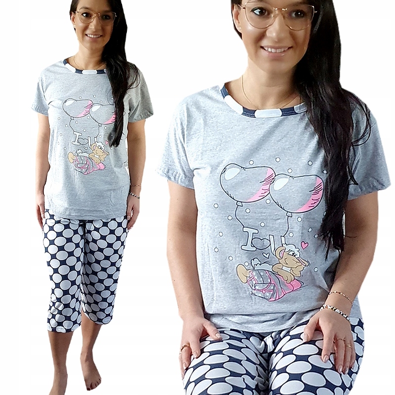 

Bawełniana Piżama damska Spodnie Bluzka Kolorowe L