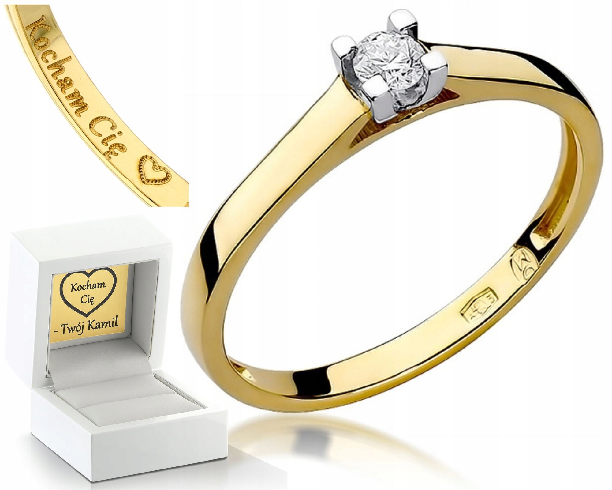 Zlatý Prstýnek S Briliantem 585 Gravírování Bonus