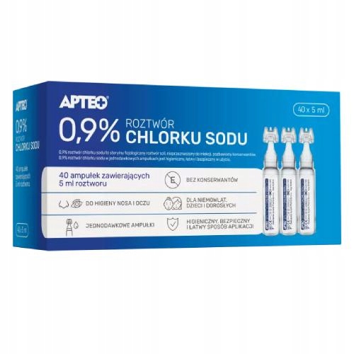 Roztwór chlorku sodu 0,9%, 40 ampułek x 5ml