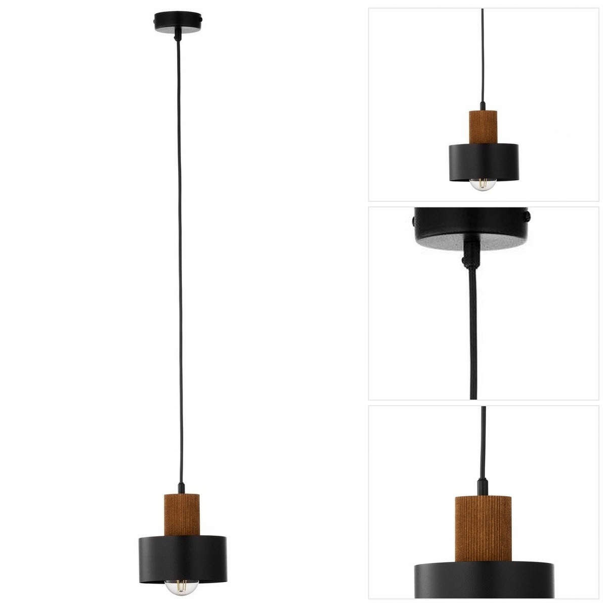 Černá závěsná lampa Rif Wood s intenzivním leskem v pracovně Sigma Lighting