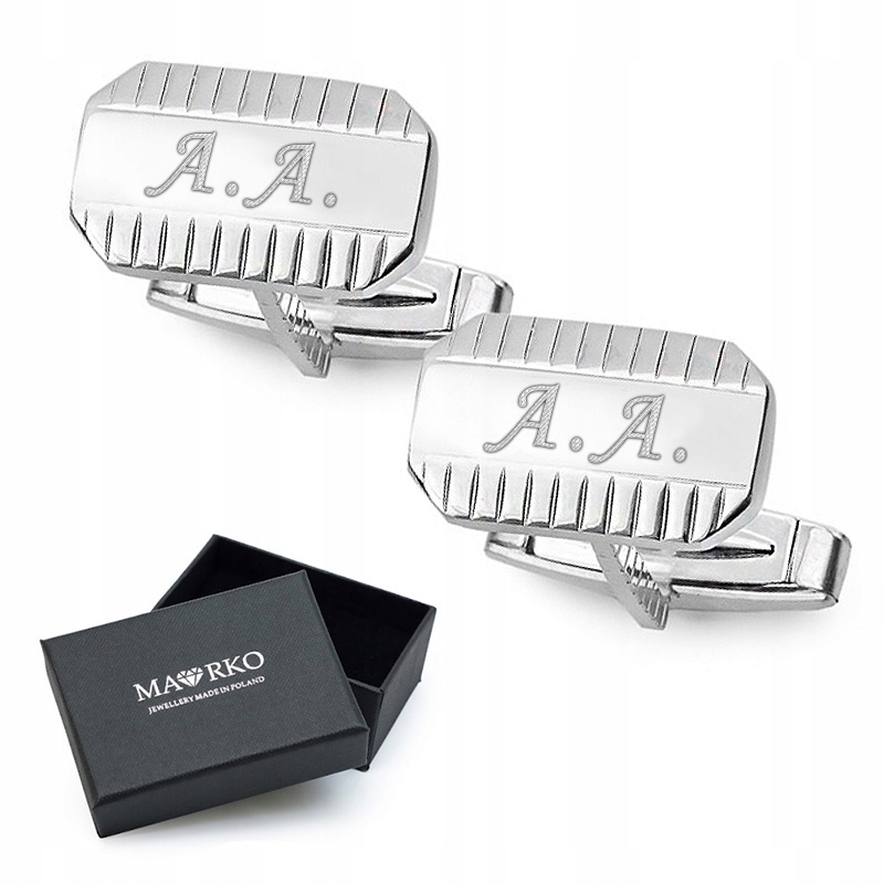 SREBRNE SPINKI 925 DO MANKIETÓW prezent z grawerem