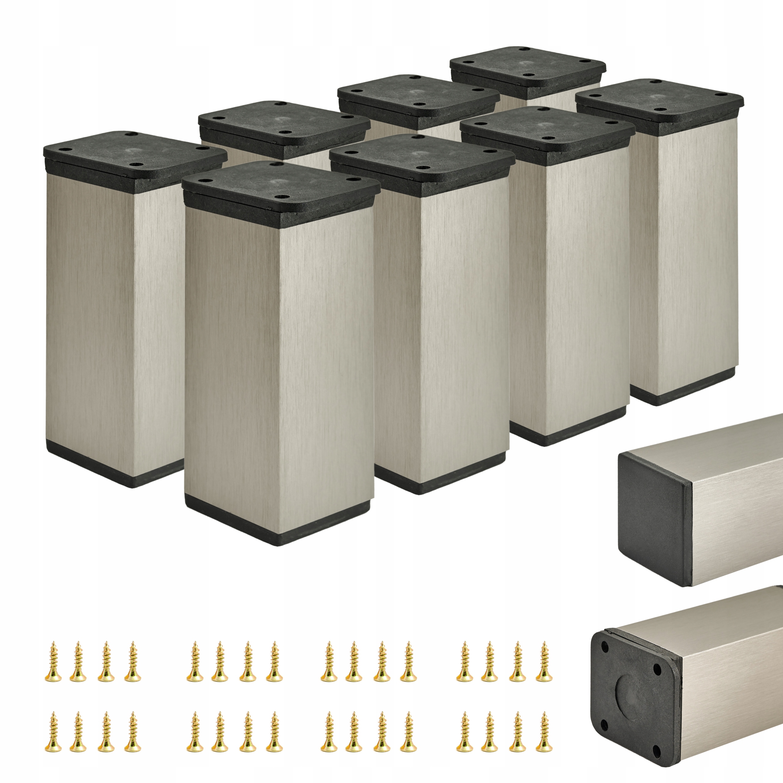 8 x Noha Nábytková Noha Stopka Nastavitelná 10 CM Inox