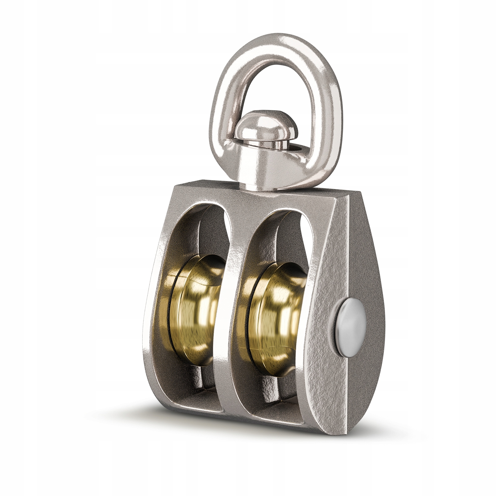 Dvojitý blok 1/2'' niklovaný otočný s obratlíkem pro lana 30kg 10 Ks.