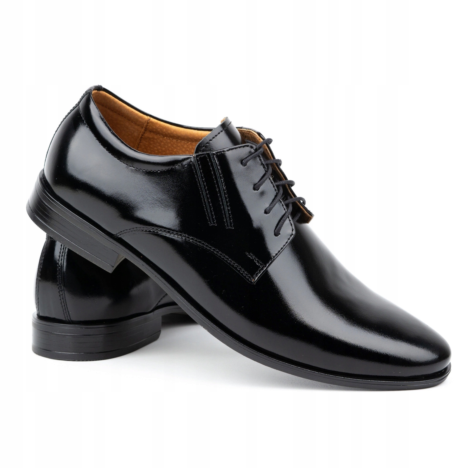 Pánské boty polské přírodní kůže vizitkové 480 černé laky lesk 37