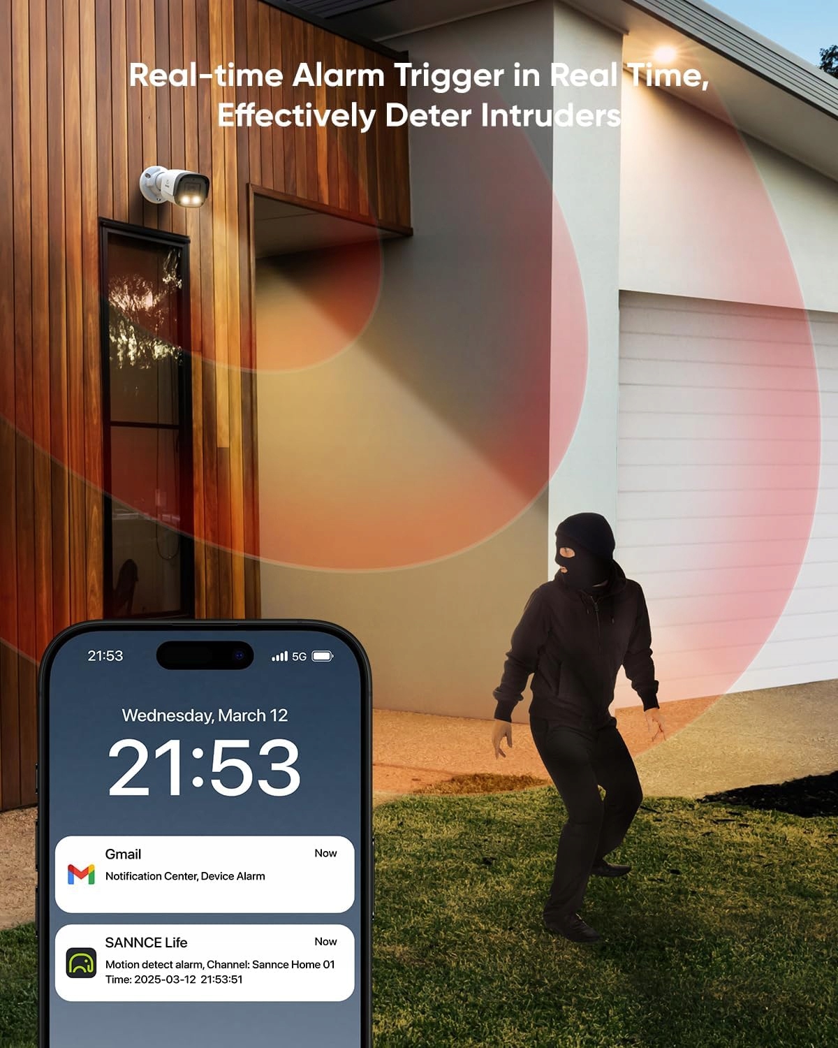 SANNCE Zestaw Kamer POE 5MP 8CH NVR 4x3MP Wodoodporne 1TB IR Detekcja Ruchu — miniatura 4