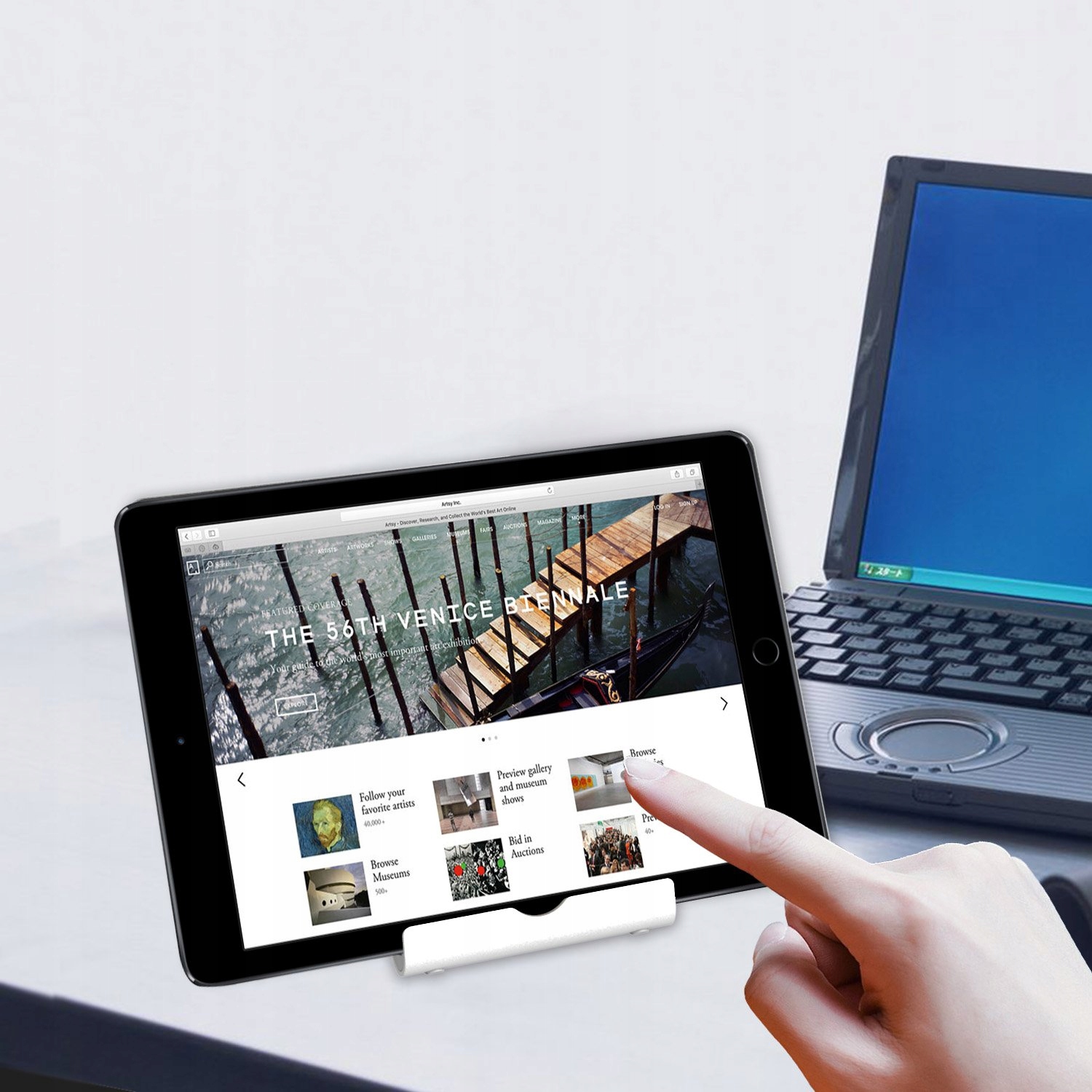 JETech Regulowany Stojak Na Tablet iPad Galaxy Tab Srebrny — miniatura 2