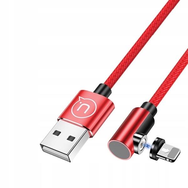 Usams Kabel lightning 1mkątowy magnetyczny czerwony/red SJ444USB02 (US-SJ44