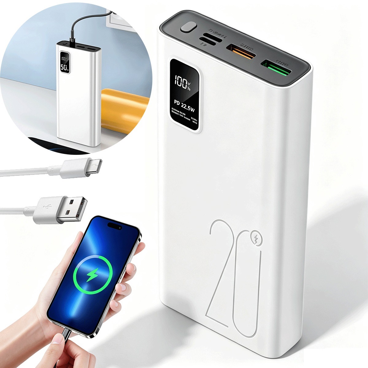 Powerbanka Power Bank s digitálním displejem Silná a bezpečná pro notebooky