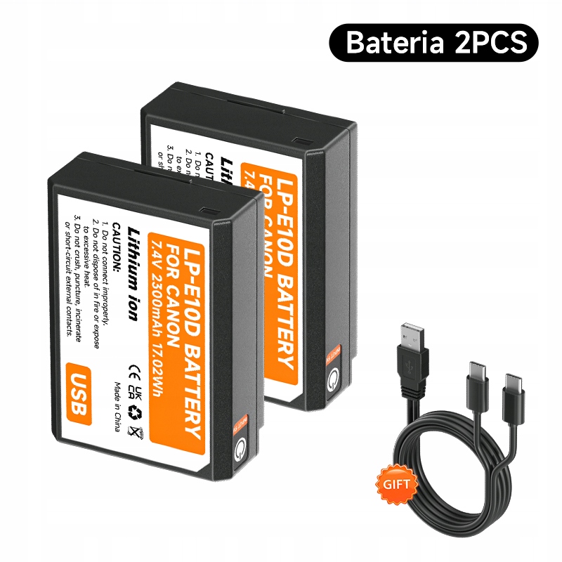 2x LP-E10 Usb Baterie pro Canon Eos 1100D 2000D Rebel Kiss X50 X70 T3 T5