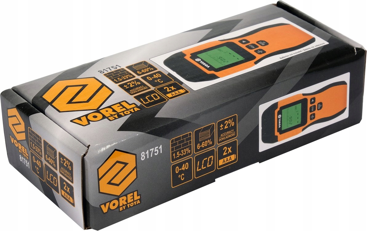 WILGOTNOŚCIOMIERZ MIERNIK DO DREWNA MURÓW ŚCIAN Rozdzielczość 0.1%