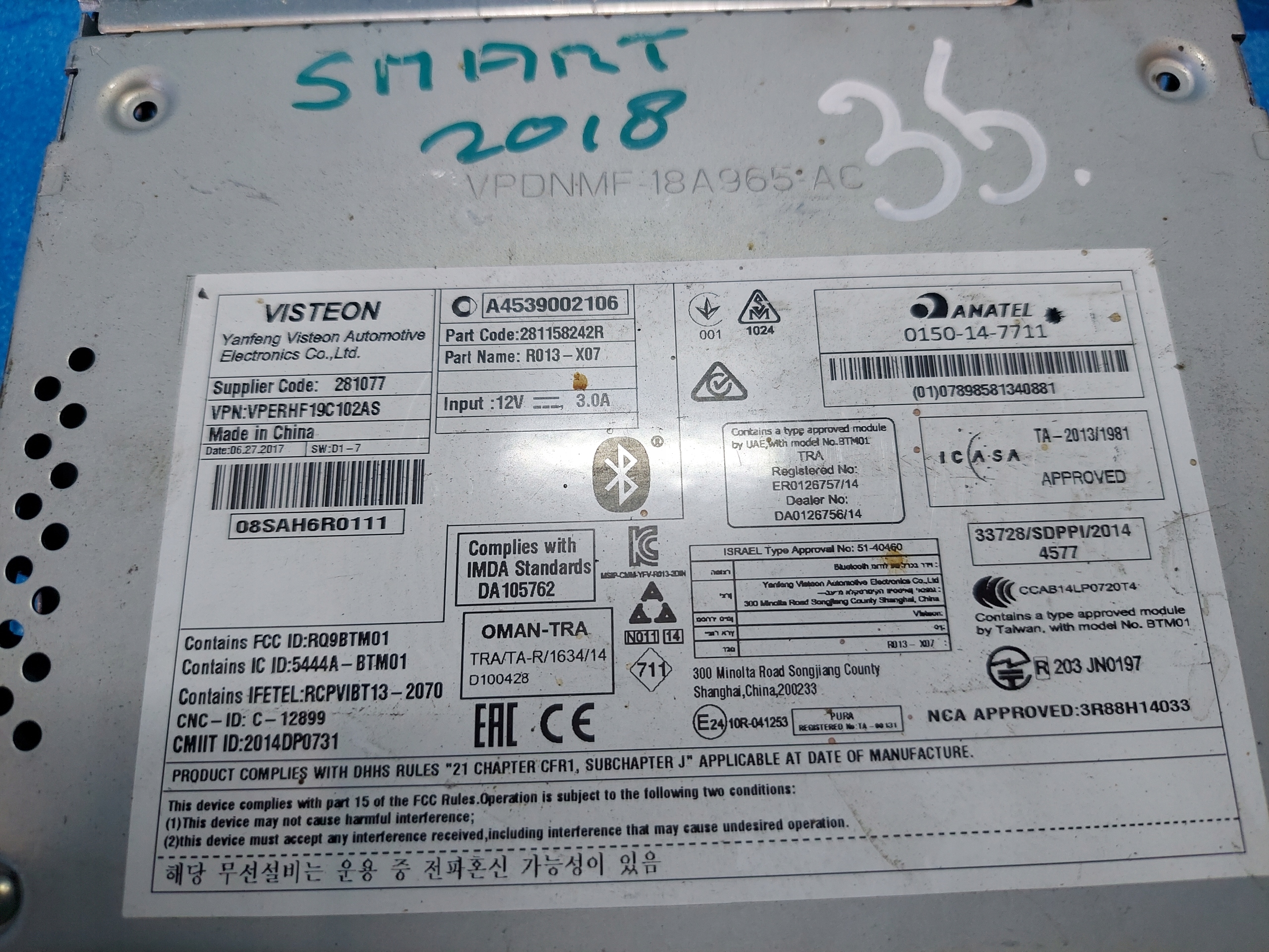 RADIO EKRAN SMART 453 A4539002106