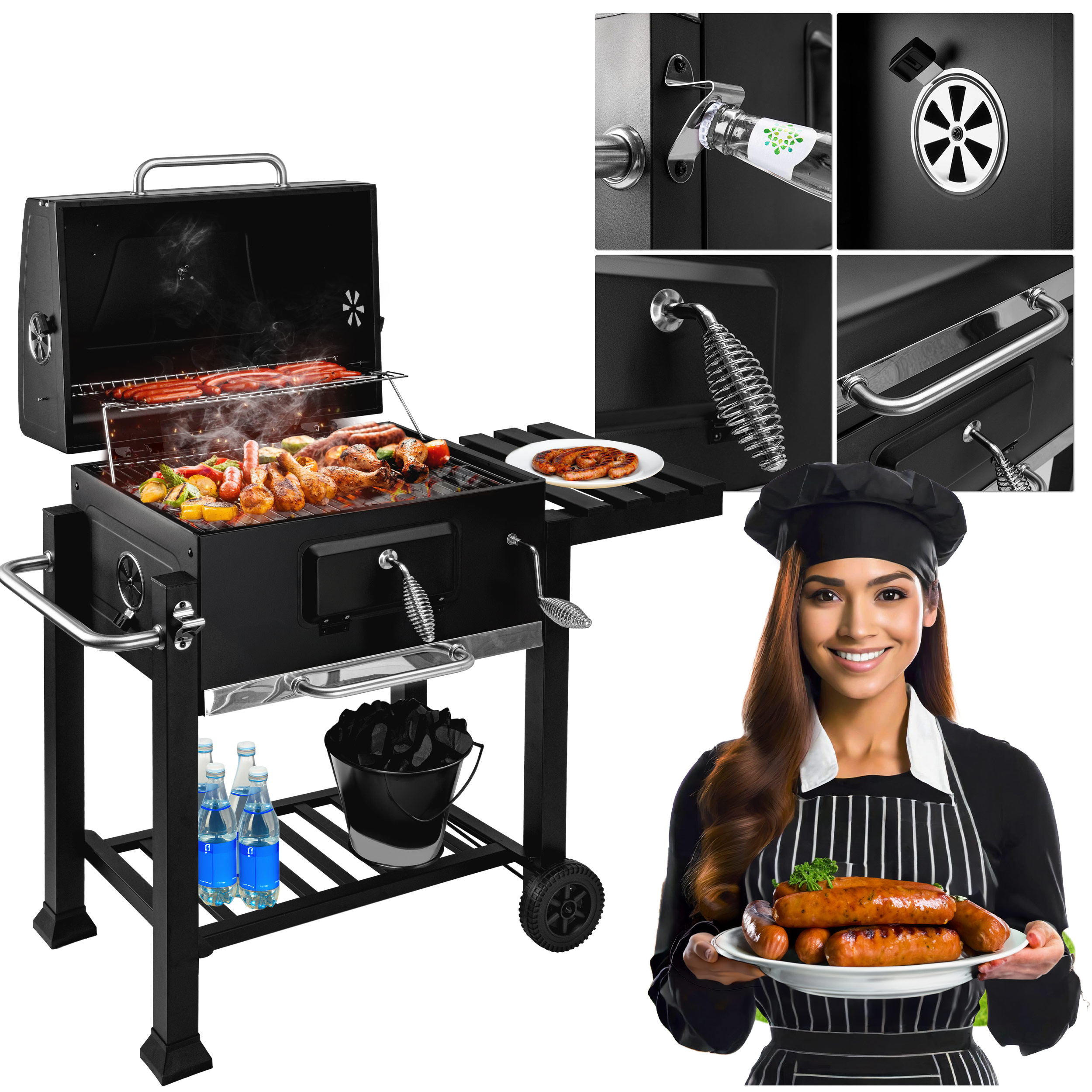 Grill Węglowy Ogrodowy Z Pokrywą Mejor Do Grillowania Mięsa Warzyw Na
