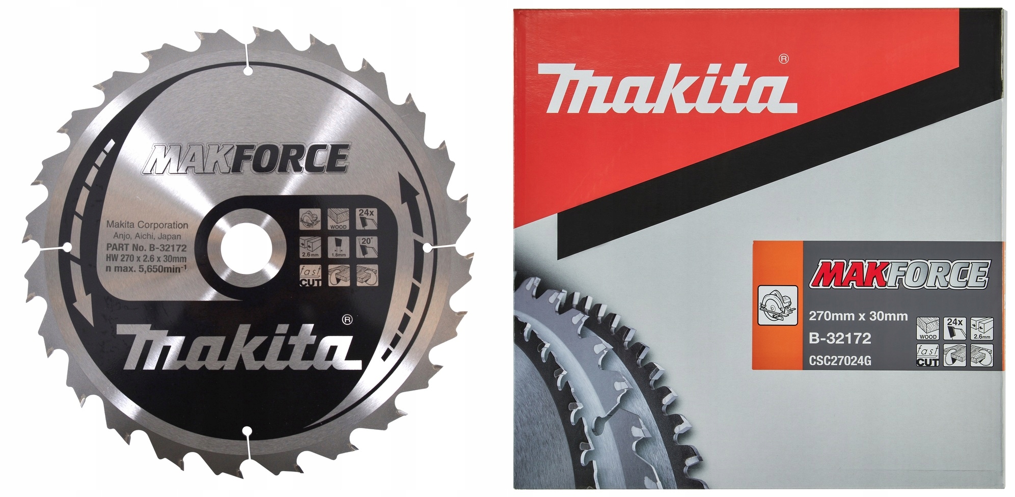 Makita B-32172 Tarcza Tnąca Makforce Do Drewna 270x30mm 24Z Szybkie Cięcie