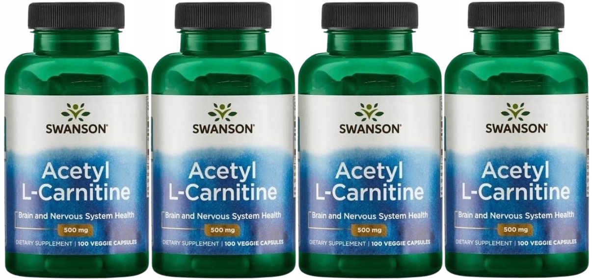 4 x Swanson Acetyl L-Carnitine Acetyl L-karnitin 100 kapslí Hubnutí