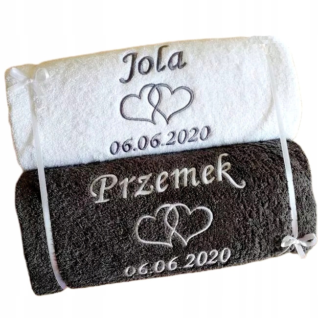 Dárek k Svatba svatební výročí Ručníky s věnováním výšivka nápis