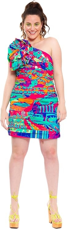 Chaouiche Barevné Šaty Na Jedno Rameno S Volánem S 6BA