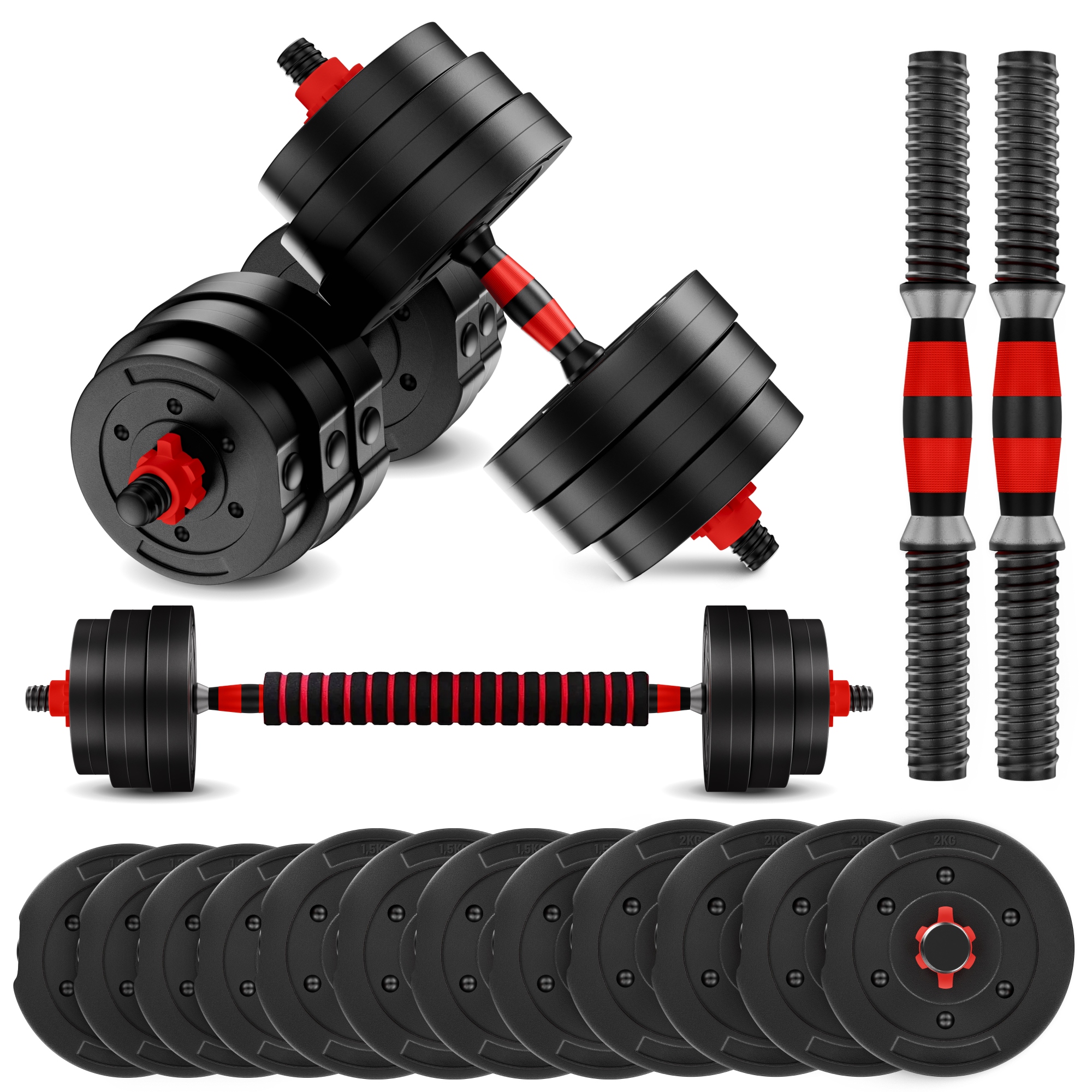 Hantle Bitumiczne Regulowane Do Ćwiczeń Siłowych Zestaw Sztanga 20KG Ciężar