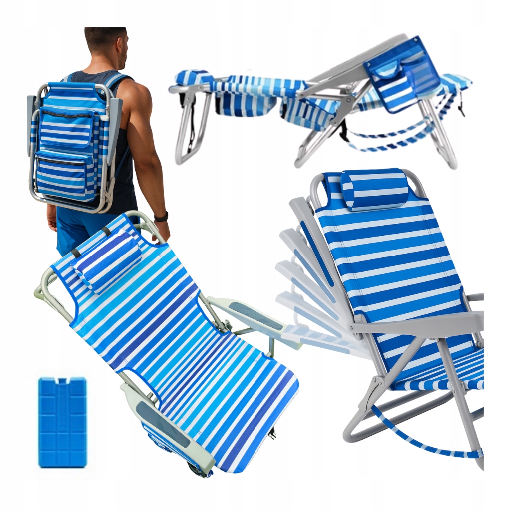 Składany leżak krzesło ogrodowe plażowe turystyczne Z Poduszką z szelkami