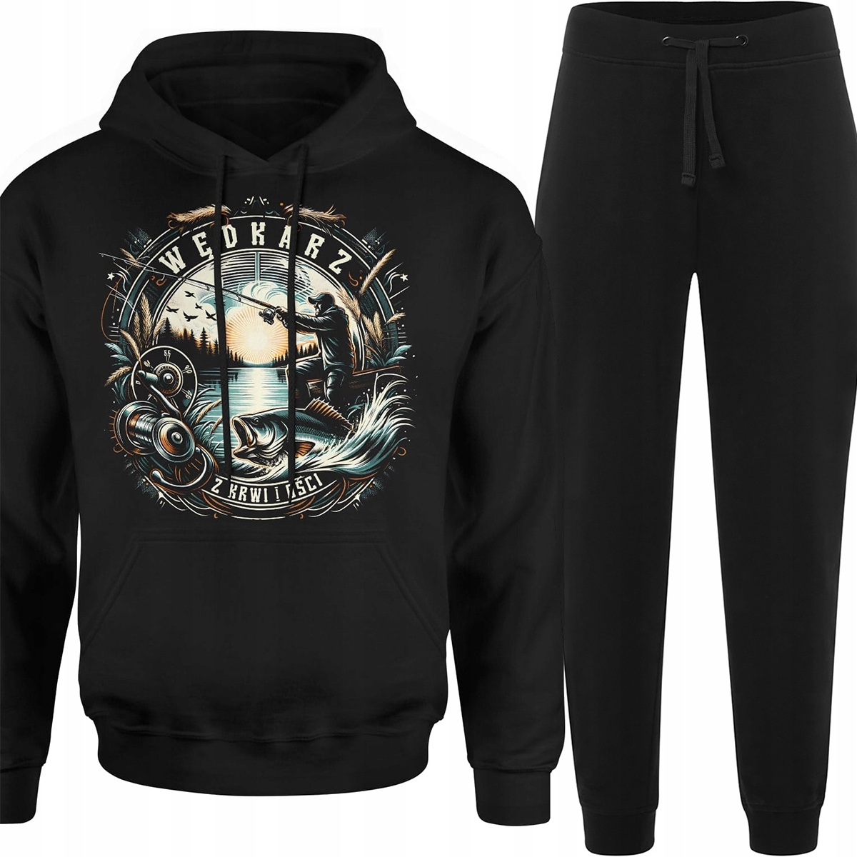 Teplákovka Pánský Komplet Pánské Teplákové Kalhoty Mikina Pro Rybáře Ryba XL