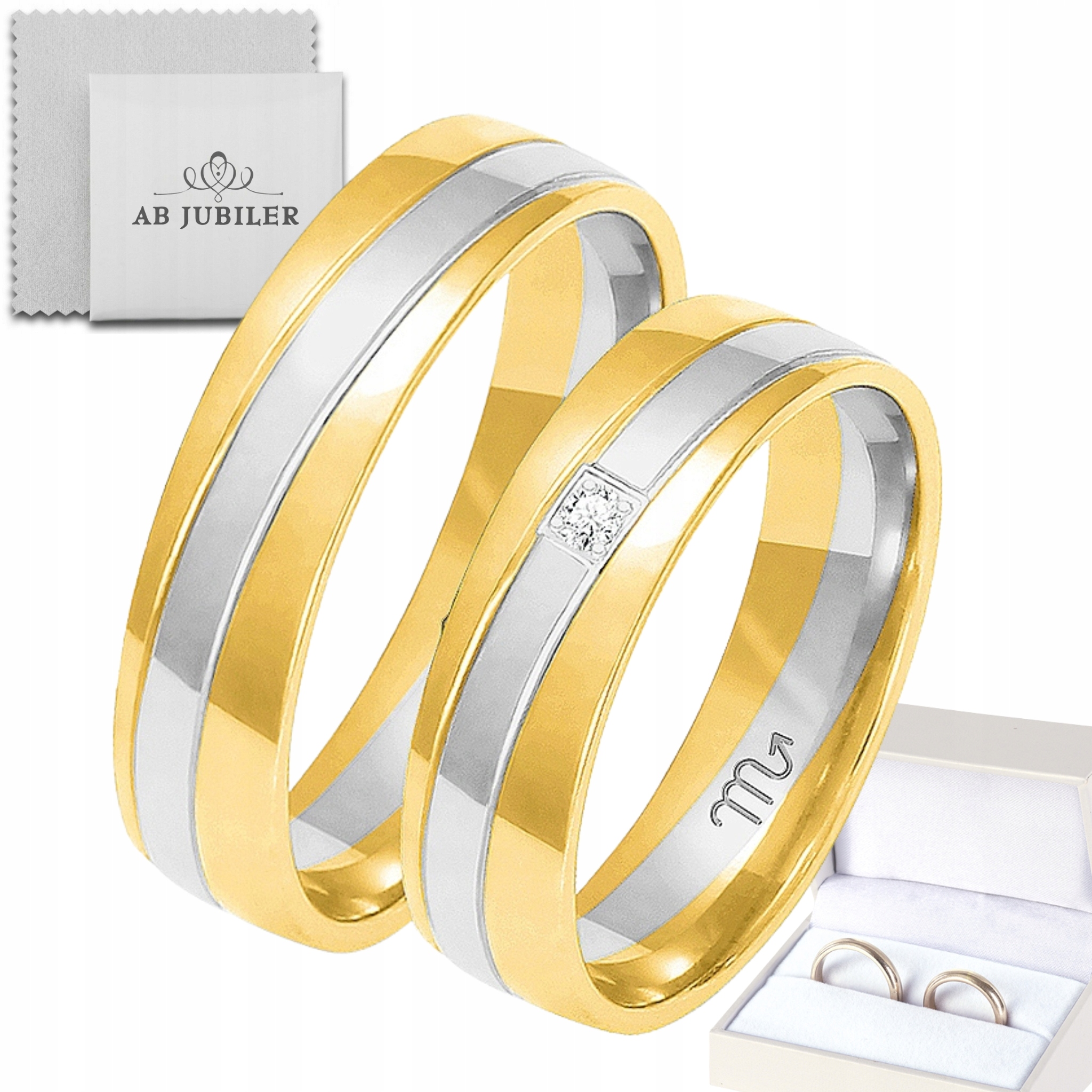 Zlaté Prsteny 14K 5,5 mm Zirkony id OE-219