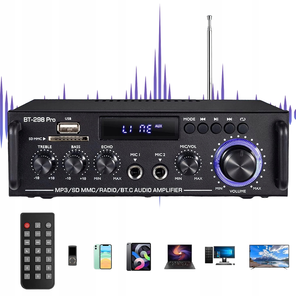 Stereo Audio Zesilovač Přijímač Vybavený Dálkovým Ovládáním