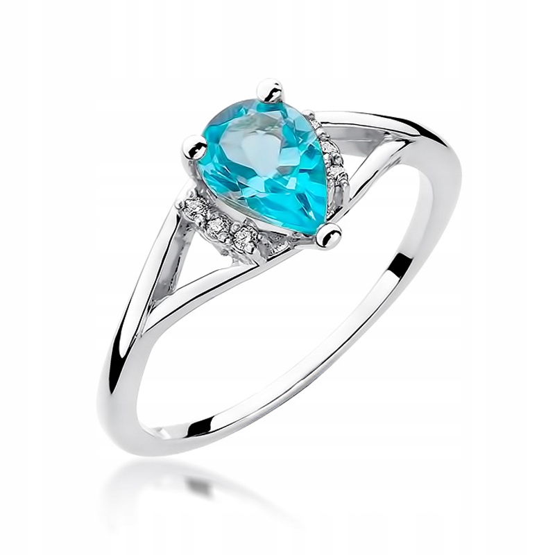 

Pierścionek Topaz Brylanty Białe Złoto 585