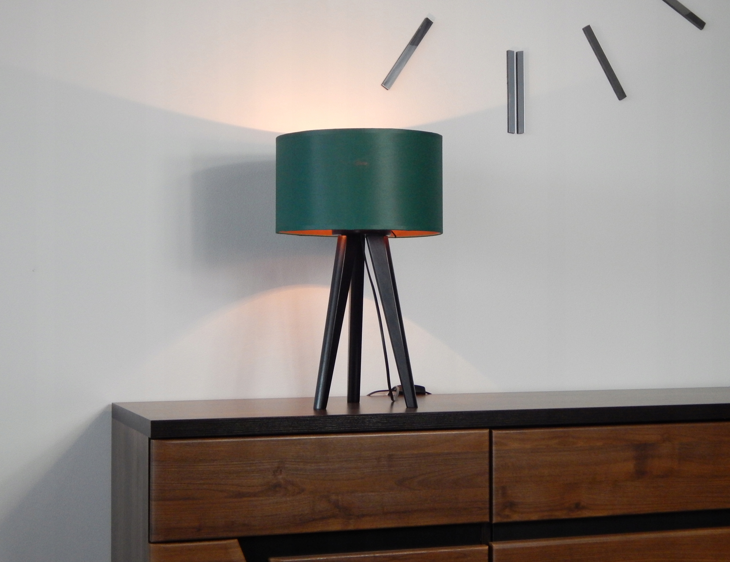 LAMPA NOCNA, STOJĄCA, STOŁOWA ,TRÓJNÓG,LED DĄB+ZŁO Rodzaj gwintu E27