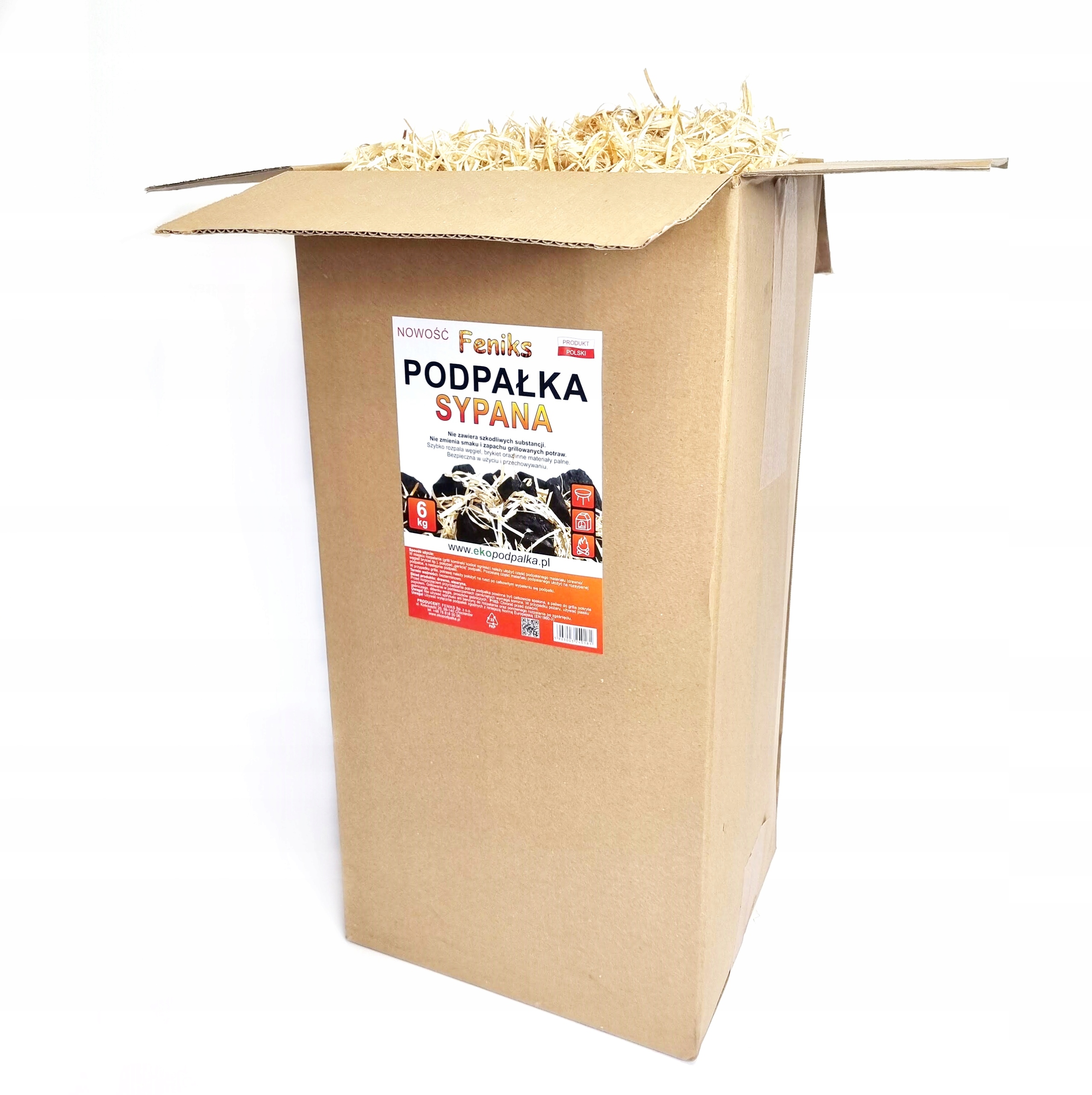 Ekologiczna Podpałka Sypana do grilla 6 kg Rozpałka do kominka, pieca
