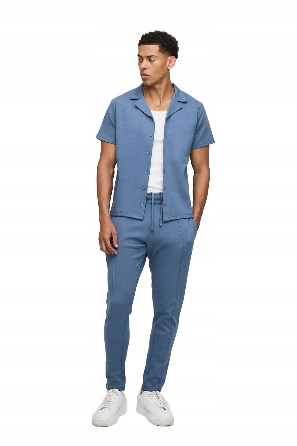 Boohooman Pánský Tepláková Souprava Modrý Bez Vzoru Bavlna L Z3A