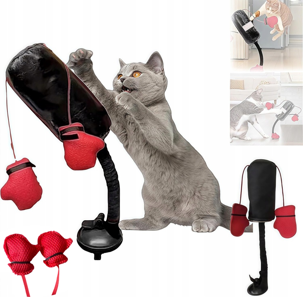 Boxovací Hračka Kočka Boxovací Hračka V Podobě Boxovacího Pytle S Mini Rukavicemi