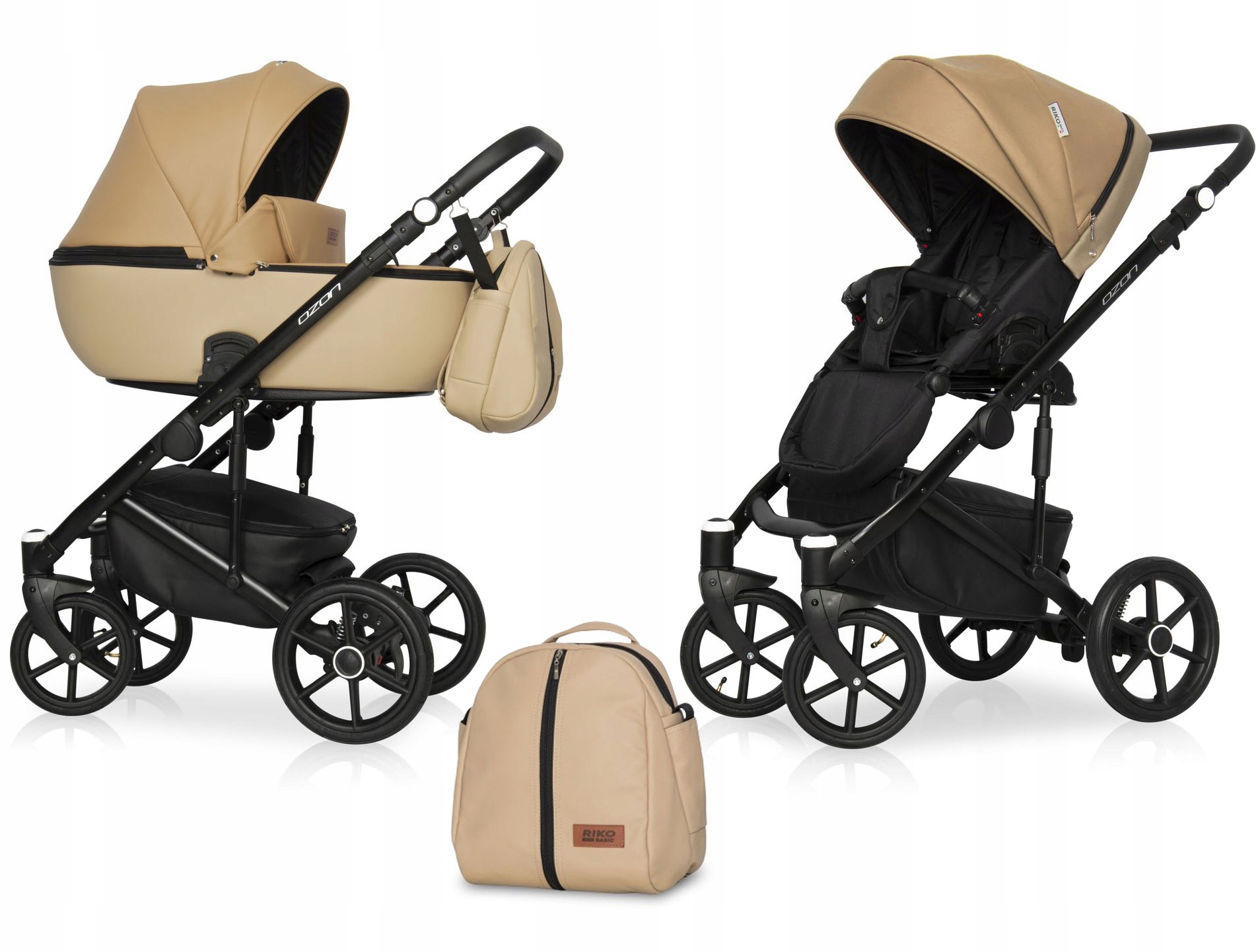 Wózek 2w1 dziecięcy OZON Riko Basic POMPOWANE KOŁA SIEDZISKO PRZÓD TYŁ 22KG