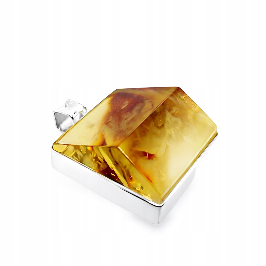 Velký stříbrný přívěsek s přírodním jantarem baltským 925 Unikátní Film