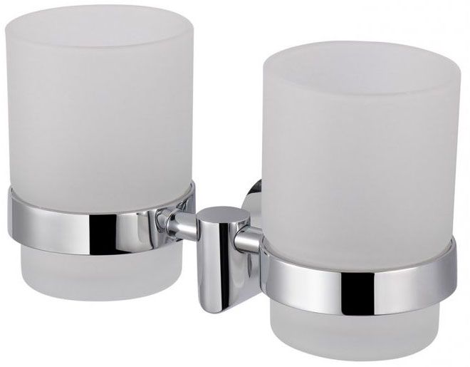 Dvojitý závěsný koupelnový hrnek se skleněným držákem