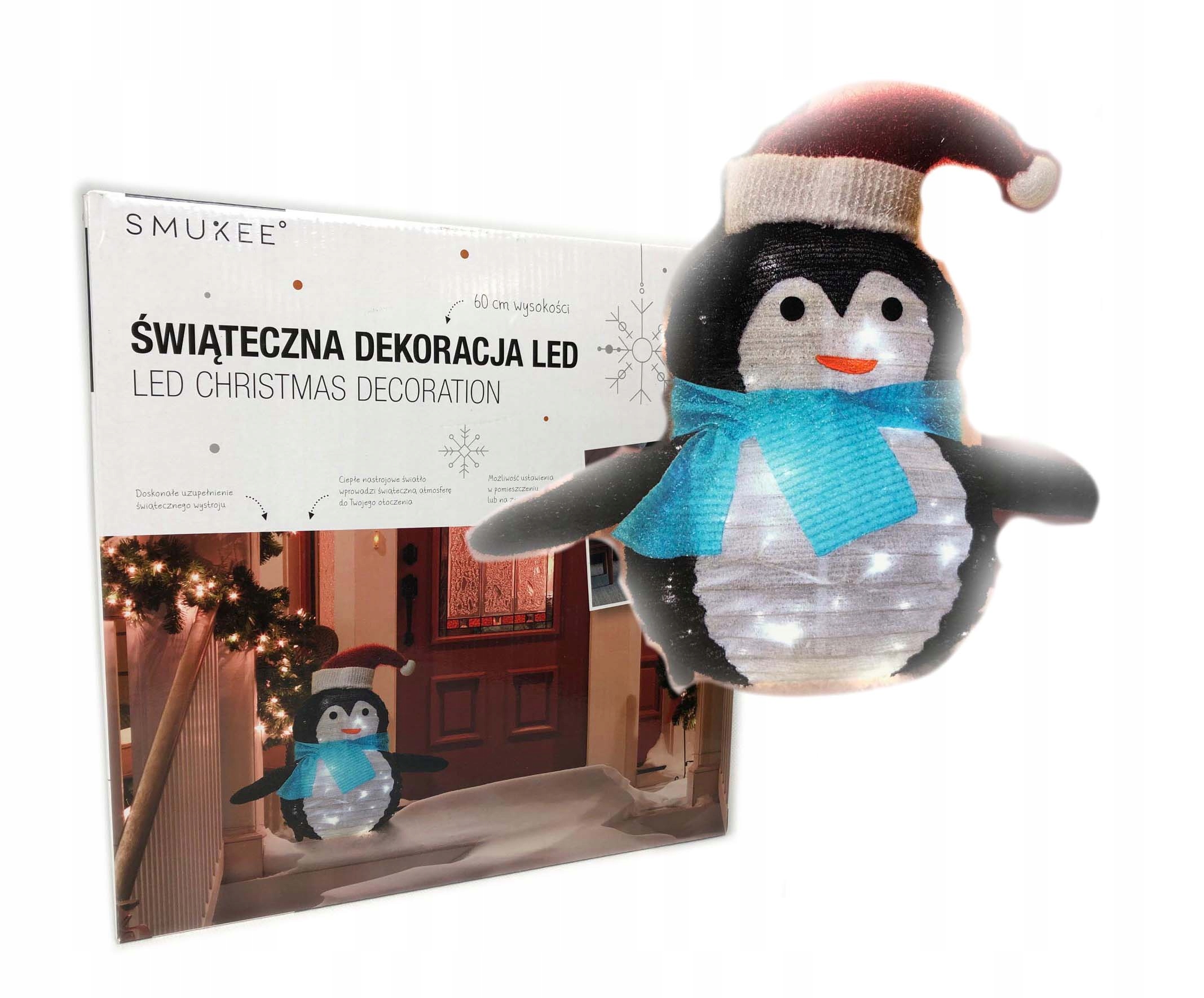 

Świąteczna Dekoracja Led Pingwinek 60cm