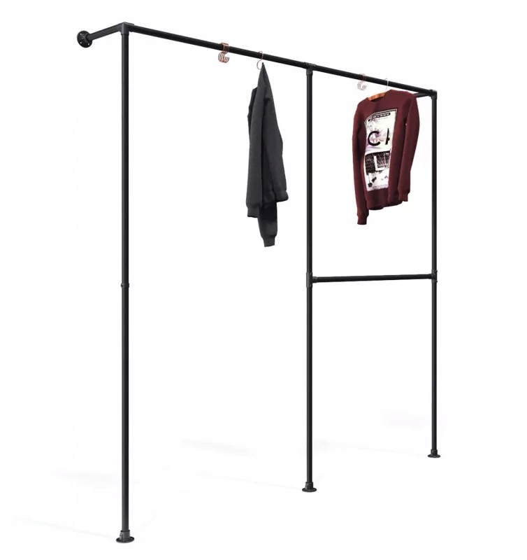 REGAŁ MEBLOWY RUROWY DO GARDEROBY 2x2 CZARNY