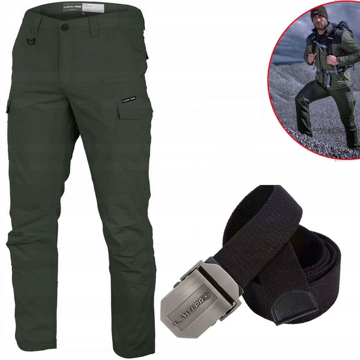 Lahti Pro Spodnie robocze bojówki zielone roz. L