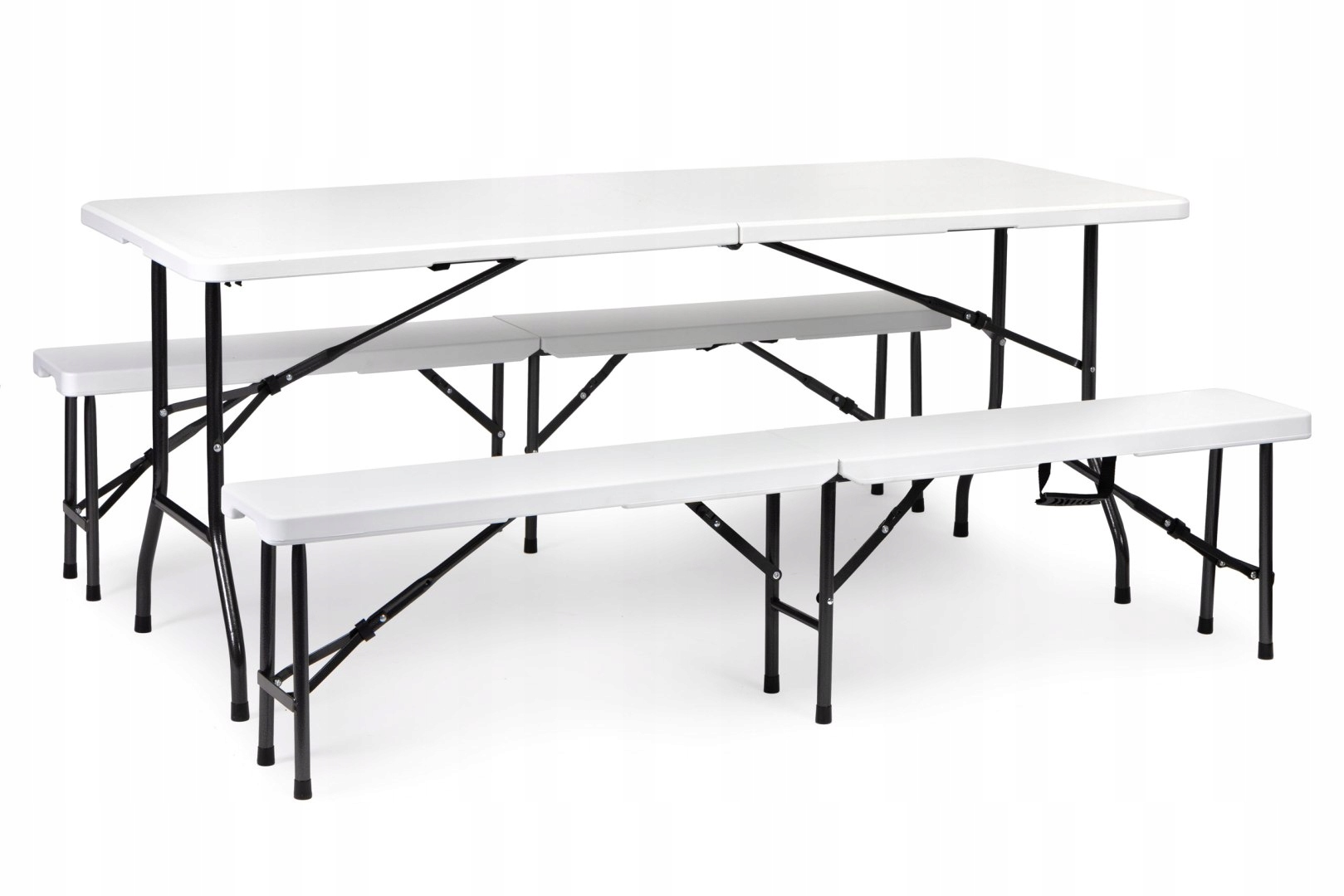 Cateringová sada: Banketní stůl 180 cm 2 lavice, bílá, MultiGarden MultiGa