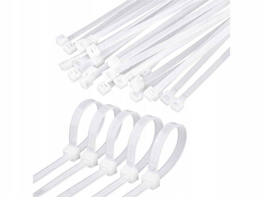 MOCNE OPASKI ZACISKOWE KABLOWE TRYTKI BIAŁE TAŚMA 2,5x100 100 SZTUK Długość (mm) 100