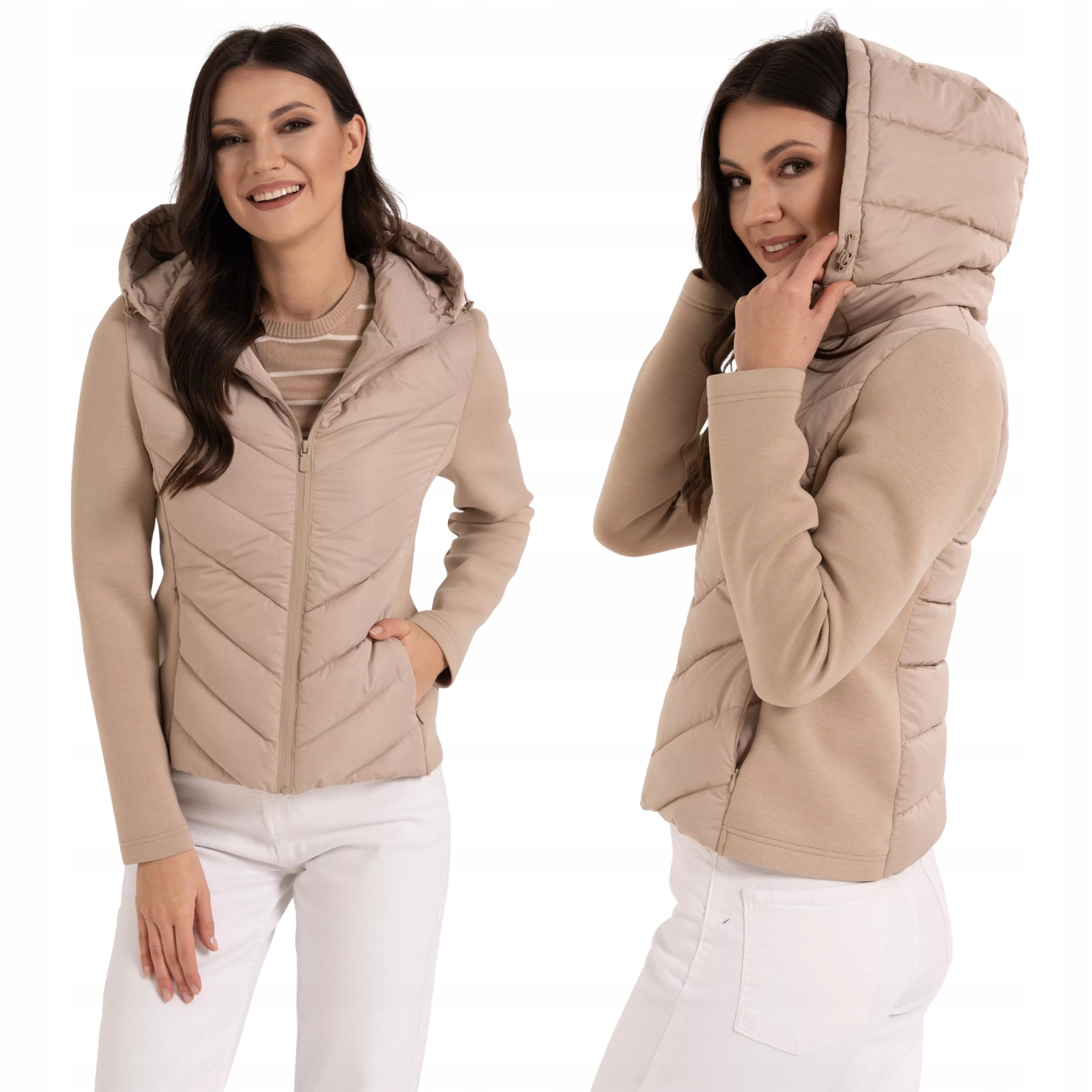 Kurtka Damska Przejściowa z Kapturem Ciepła Pikowana Moraj 3XL