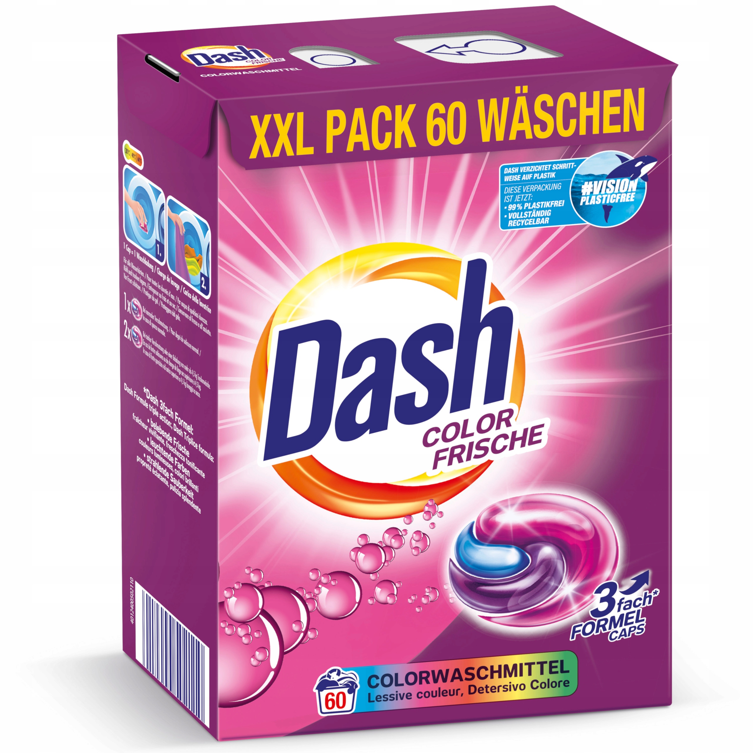 Levně Dash barevné Kapsle na prádlo Detergent Frische German 3v1 60 ks