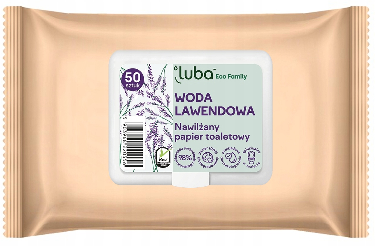 LUBA PAPIER TOALETOWY NAWILŻANY LAWENDA 50SZT PLASTIKOWE OTWIERANIE