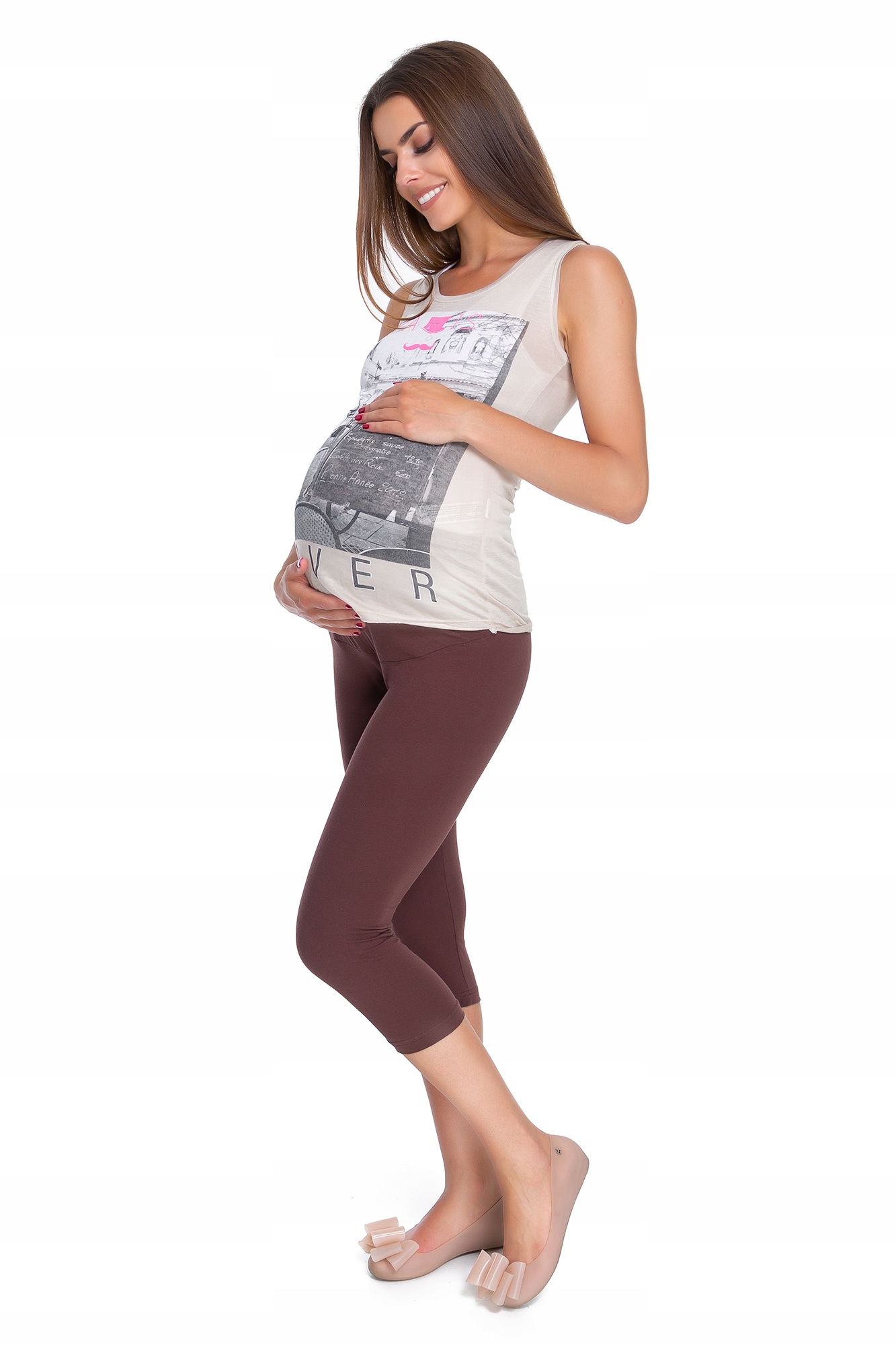 

Legginsy Ciążowe 3/4 Bawełna Getry PREG34 2XL