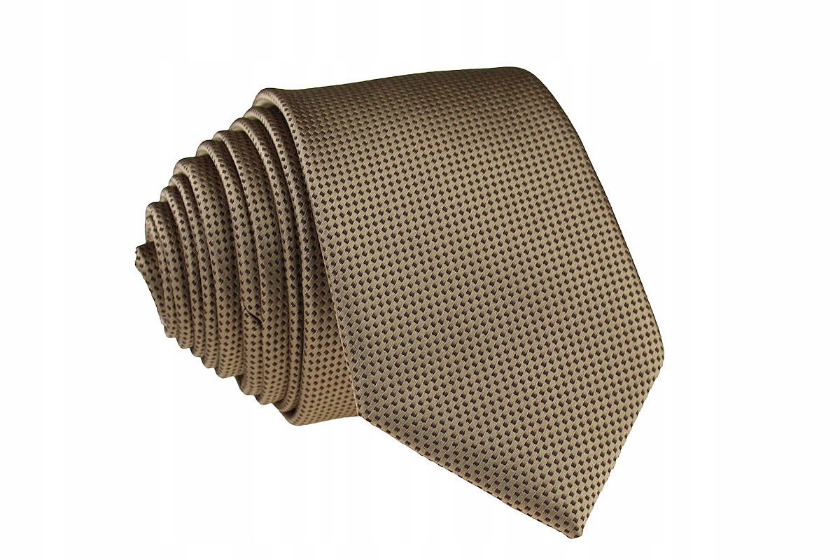WĄSKI 6 cm KRAWAT SLIM BEŻOWY BRĄZOWY Marka Tissino