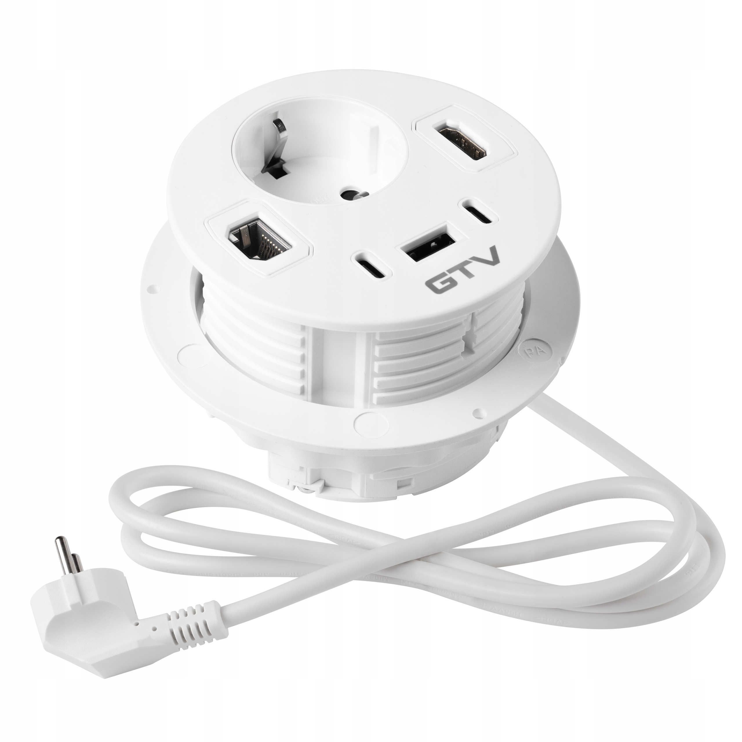 Nábytková zásuvka Rondo 1 x Schucko 1xUSB A+2xUSB C RJ45 1xHDMI Biela