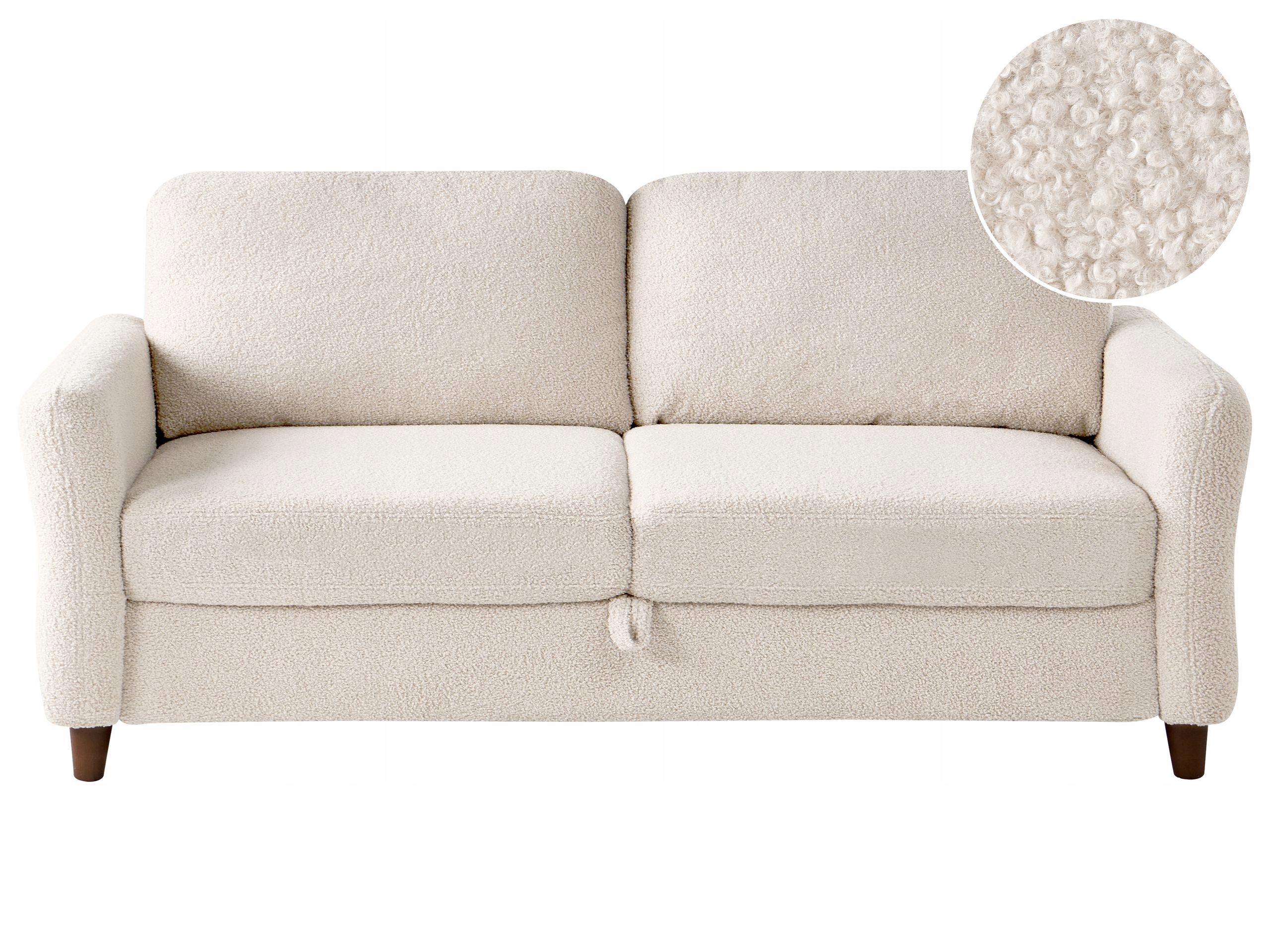 Sofa trzyosobowa tapicerowana beżowa boucle