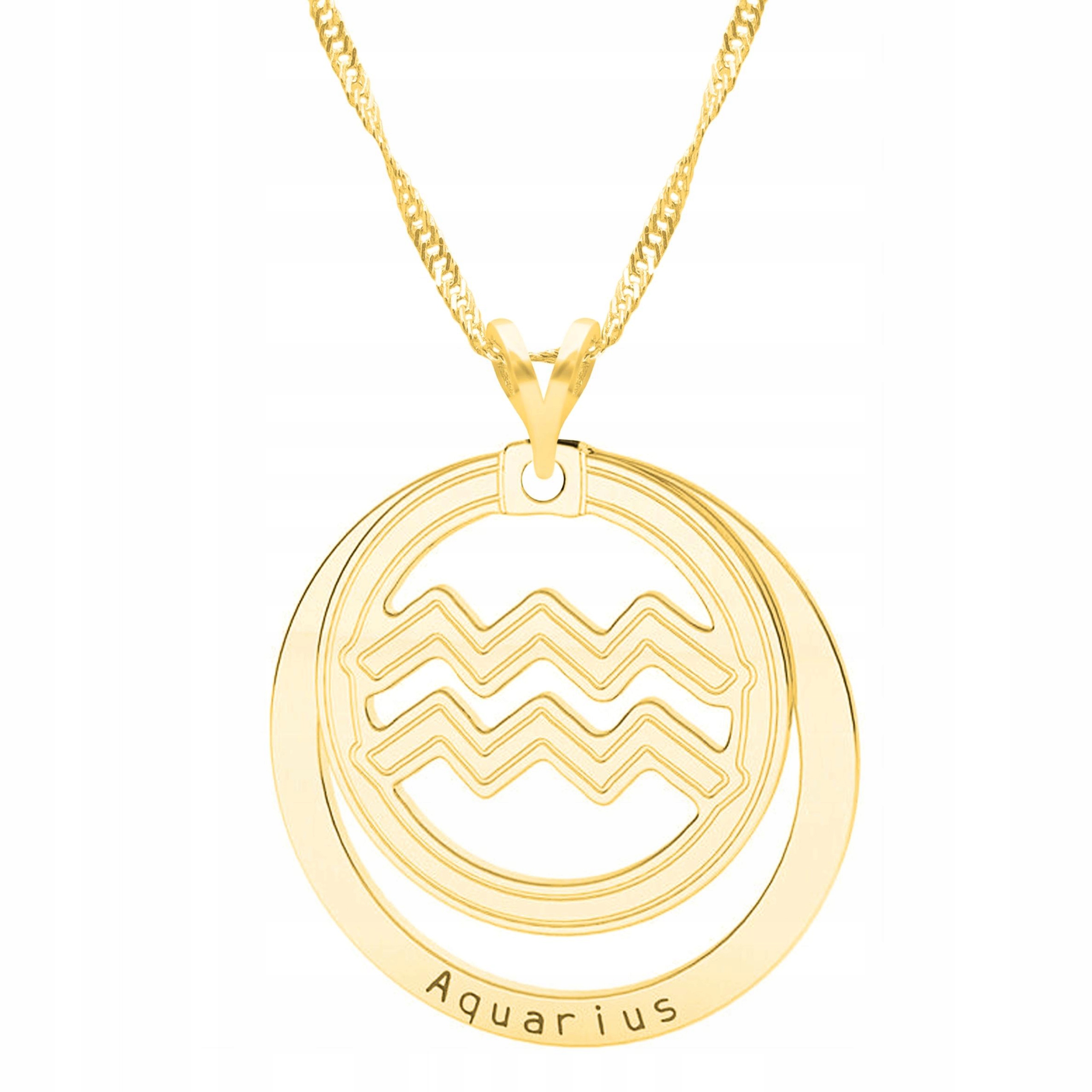 Zlatý náhrdelník s Vodnářem Znamení zvěrokruhu Vodnář Stříbro 925