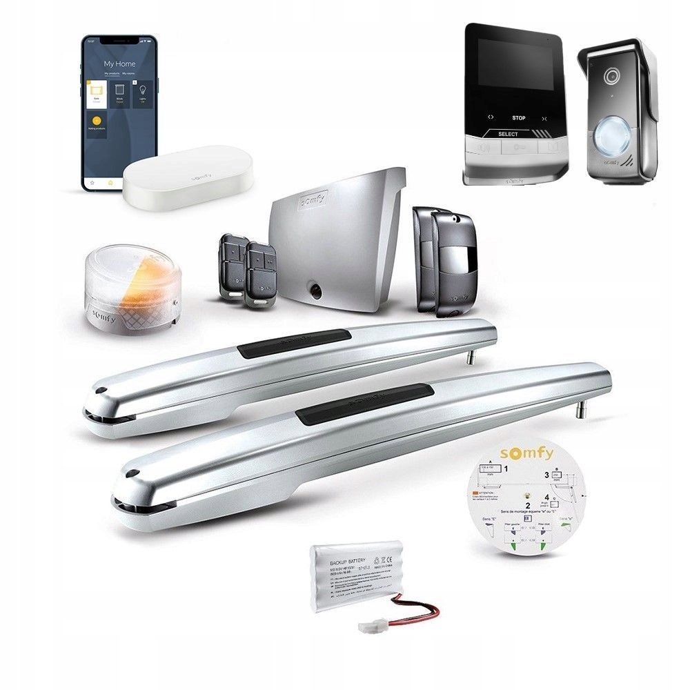 Somfy napęd bramy dwuskrzydłowej Exavia Star WiFi wideodomofon V100+