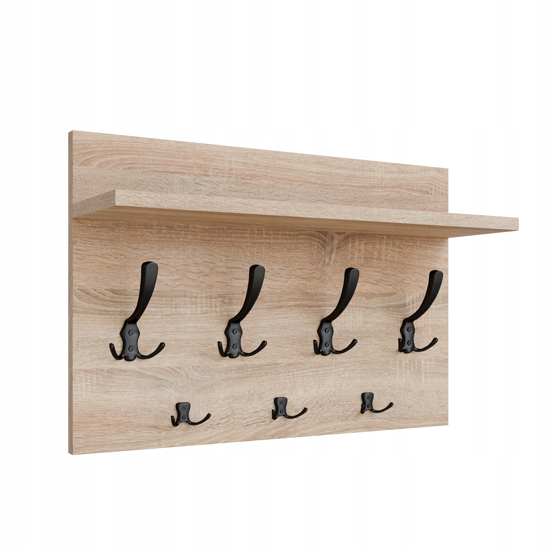 Věšák Loft 50 cm Dub Somona 7 úchytů Černý Moderní na oblečení