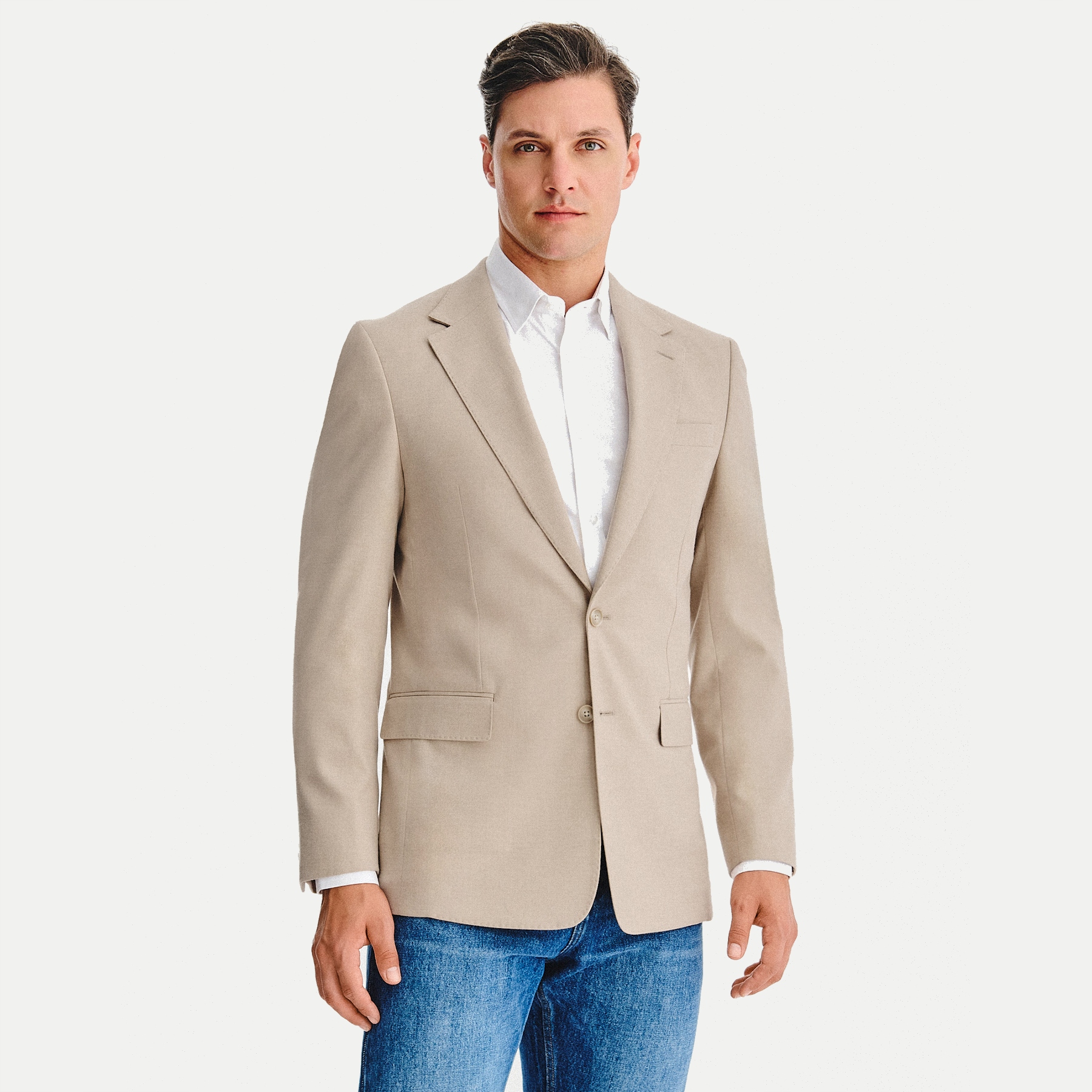 Hladká béžová sako pánská bunda Slim Fit Pako Lorente vel